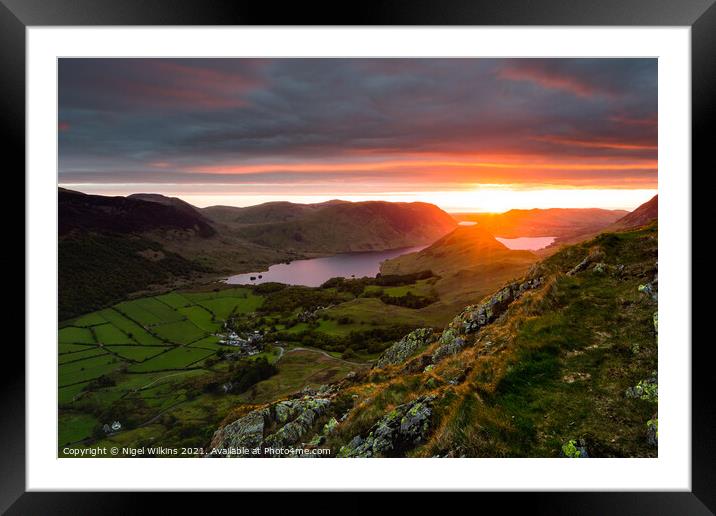 Sunset at Crummock Water Framed Mounted Print by Nigel Wilkins