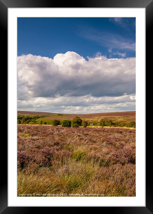 The heather moorland of the North Yorkshire Moors Framed Mounted Print by Michael Shannon