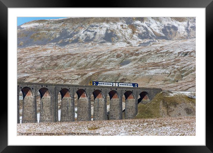 Ribblehead Viaduct in Winter Framed Mounted Print by Keith Douglas