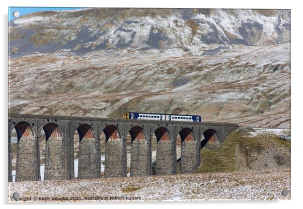 Ribblehead Viaduct in Winter Acrylic by Keith Douglas