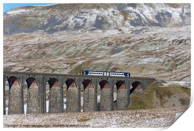 Ribblehead Viaduct in Winter Print by Keith Douglas