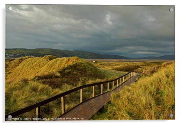 Ynyslas sand dunes Dyfi estuary Ceredigion Wales Acrylic by Jenny Hibbert