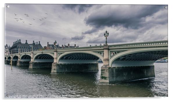 Westminster Bridge London Acrylic by Phil Longfoot