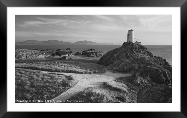 The Path to Tŵr Mawr Monochrome Framed Mounted Print by Liam Neon