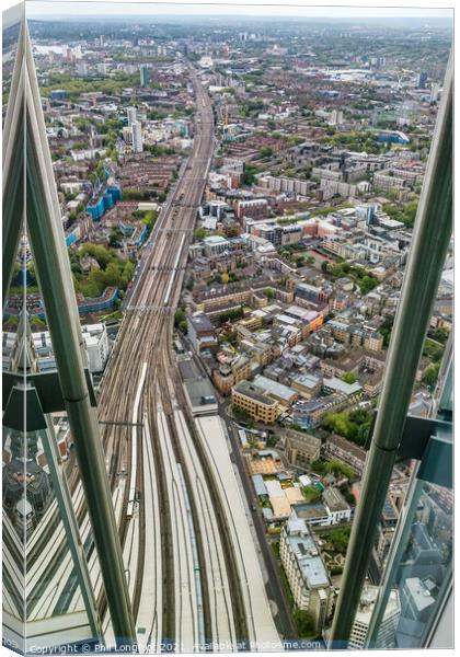 View from the Shard London of London Bridge Station  Canvas Print by Phil Longfoot