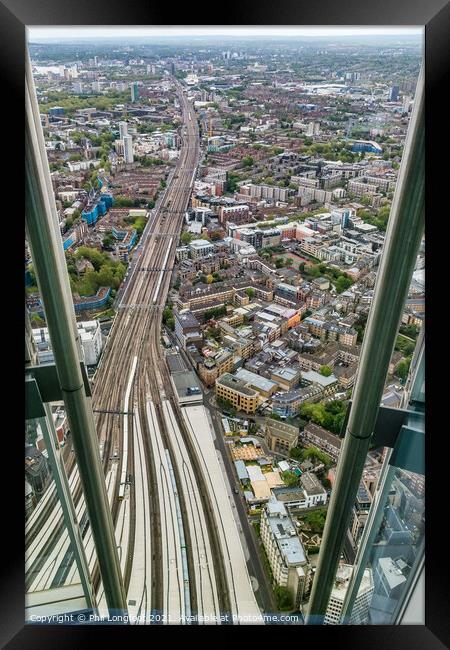 View from the Shard London of London Bridge Station  Framed Print by Phil Longfoot