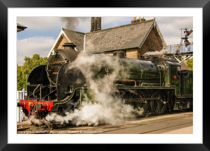 Steam Train leaving Grosmont Station Framed Mounted Print by Michael Shannon