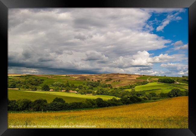 The North Yorkshire Moors in late Summer Framed Print by Michael Shannon