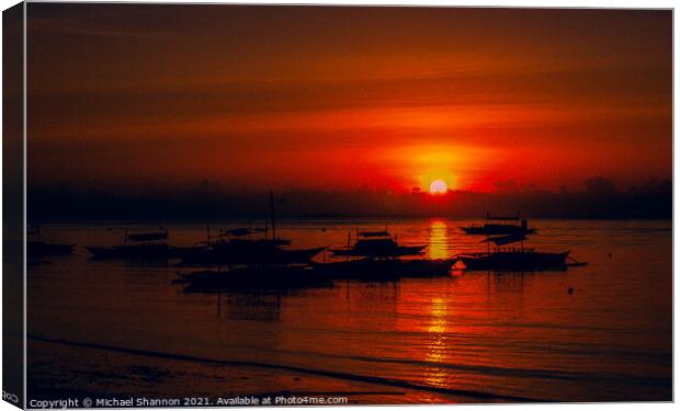 Red sky sunset, Bohol, Philippines Canvas Print by Michael Shannon