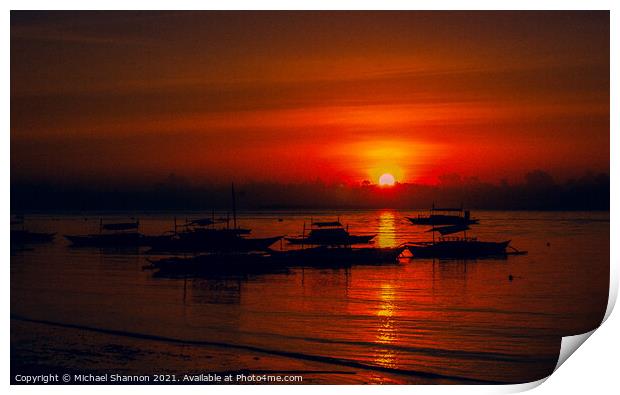 Red sky sunset, Bohol, Philippines Print by Michael Shannon