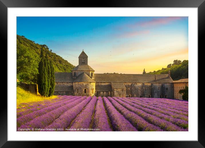 Senanque Abbey at Sunset Framed Mounted Print by Stefano Orazzini