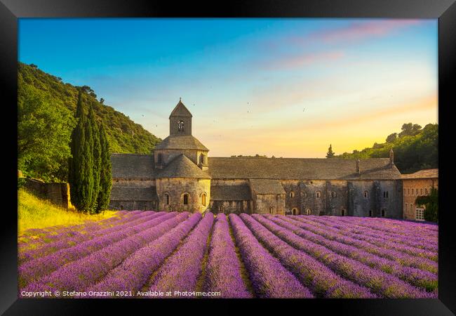 Senanque Abbey at Sunset Framed Print by Stefano Orazzini