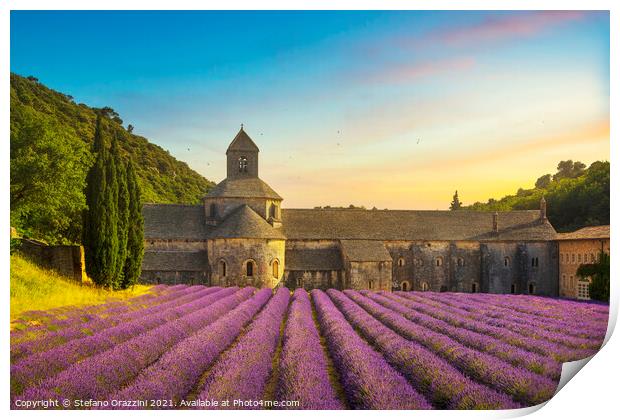 Senanque Abbey at Sunset Print by Stefano Orazzini