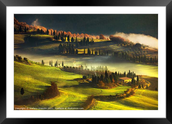 Tuscany Foggy Morning Framed Mounted Print by Stefano Orazzini