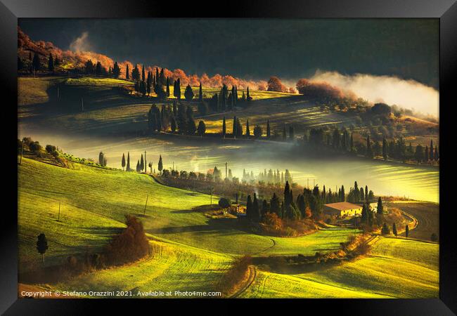 Tuscany Foggy Morning Framed Print by Stefano Orazzini