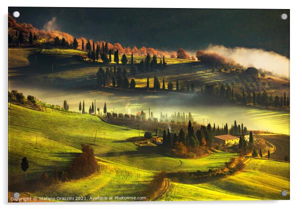 Tuscany Foggy Morning Acrylic by Stefano Orazzini