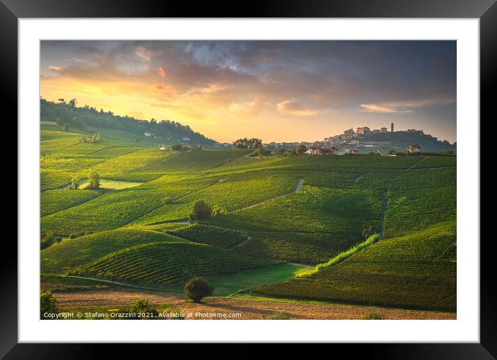 Langhe vineyards, La Morra, Italy Framed Mounted Print by Stefano Orazzini