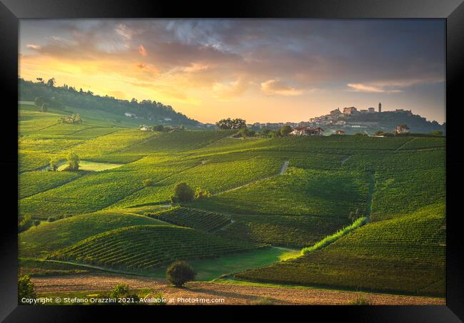Langhe vineyards, La Morra, Italy Framed Print by Stefano Orazzini