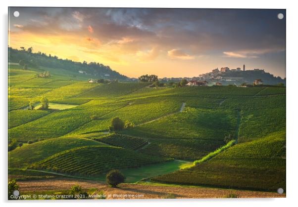 Langhe vineyards, La Morra, Italy Acrylic by Stefano Orazzini
