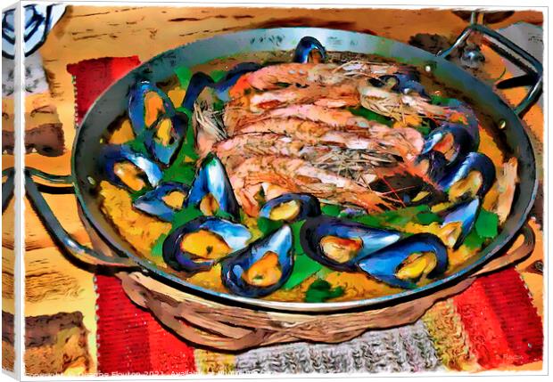 Seafood Symphony Paella Canvas Print by Deanne Flouton