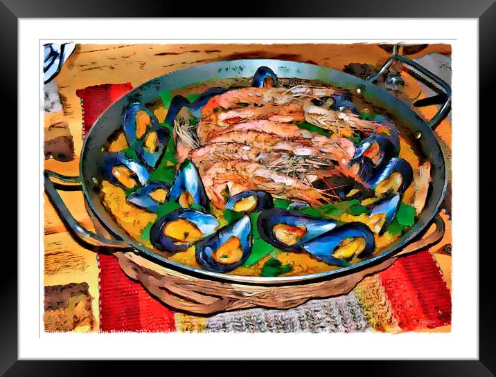Seafood Symphony Paella Framed Mounted Print by Deanne Flouton