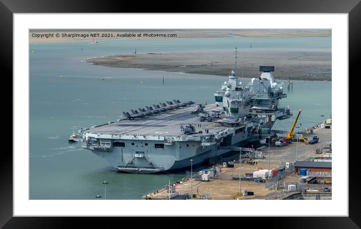 HMS Queen Elizabeth with F35 Jets on deck Framed Mounted Print by Sharpimage NET