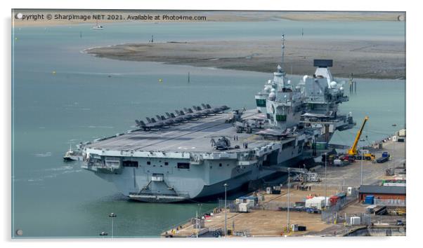 HMS Queen Elizabeth with F35 Jets on deck Acrylic by Sharpimage NET