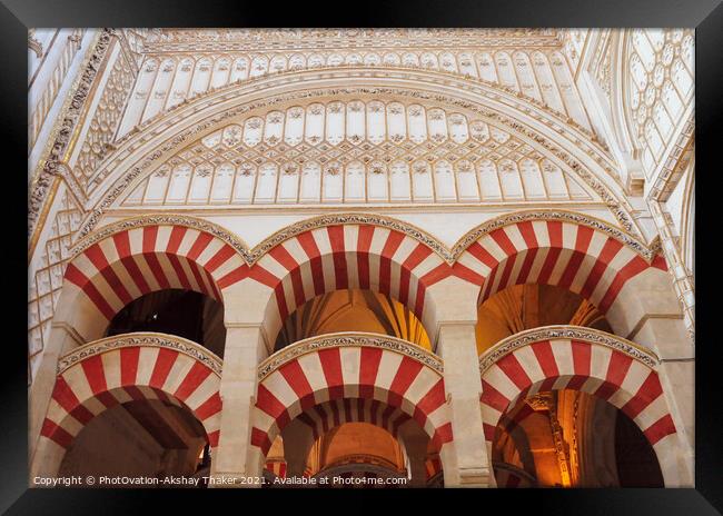 Arches and Pillars Mezquita Cordoba Spain.  Framed Print by PhotOvation-Akshay Thaker