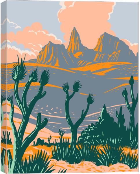 Castle Mountains National Monument located in the Mojave Desert and San Bernardino County California WPA Poster Art Canvas Print by Aloysius Patrimonio