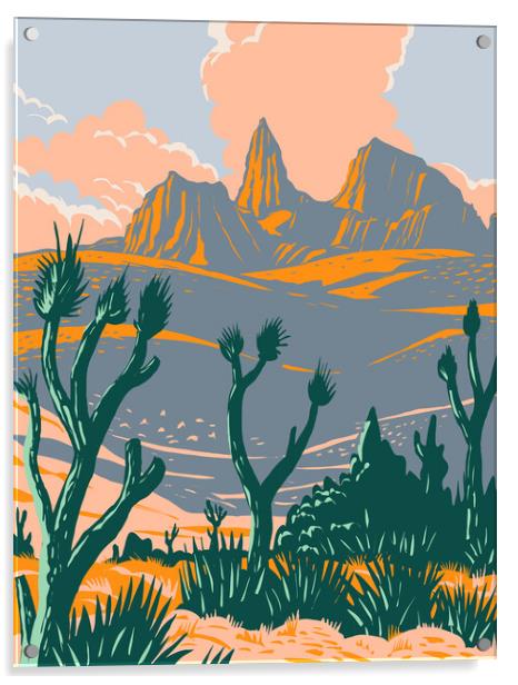 Castle Mountains National Monument located in the Mojave Desert and San Bernardino County California WPA Poster Art Acrylic by Aloysius Patrimonio