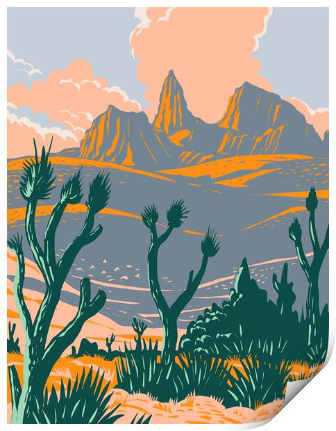 Castle Mountains National Monument located in the Mojave Desert and San Bernardino County California WPA Poster Art Print by Aloysius Patrimonio