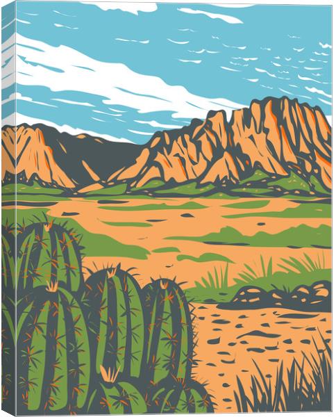 Chihuahuan Desert covering parts of Big Bend National Park in Mexico and southwestern United States WPA Poster Art Canvas Print by Aloysius Patrimonio