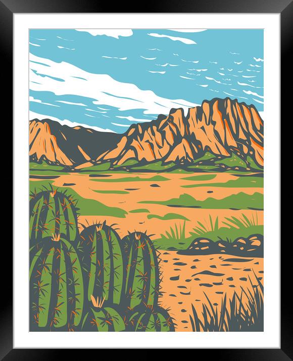 Chihuahuan Desert covering parts of Big Bend National Park in Mexico and southwestern United States WPA Poster Art Framed Mounted Print by Aloysius Patrimonio