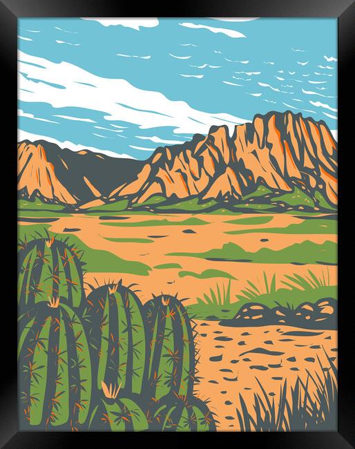 Chihuahuan Desert covering parts of Big Bend National Park in Mexico and southwestern United States WPA Poster Art Framed Print by Aloysius Patrimonio