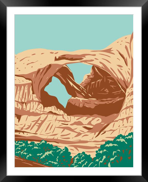 The Double Arch in Arches National Park in Grand County Utah United States WPA Poster Art Framed Mounted Print by Aloysius Patrimonio