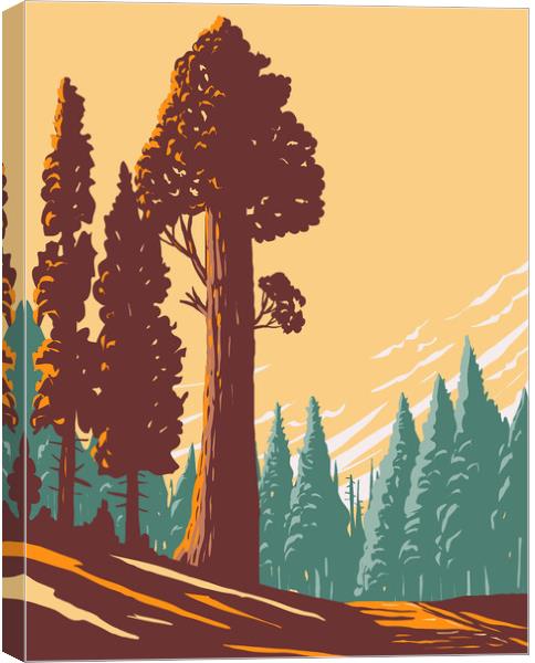 General Grant Tree Trail with the Largest Giant Sequoia in the General Grant Grove Section of Kings Canyon National Park in California WPA Poster Art Canvas Print by Aloysius Patrimonio