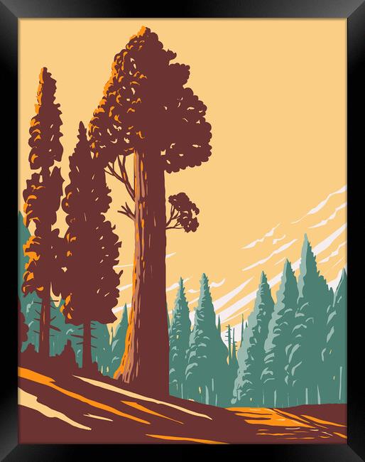 General Grant Tree Trail with the Largest Giant Sequoia in the General Grant Grove Section of Kings Canyon National Park in California WPA Poster Art Framed Print by Aloysius Patrimonio