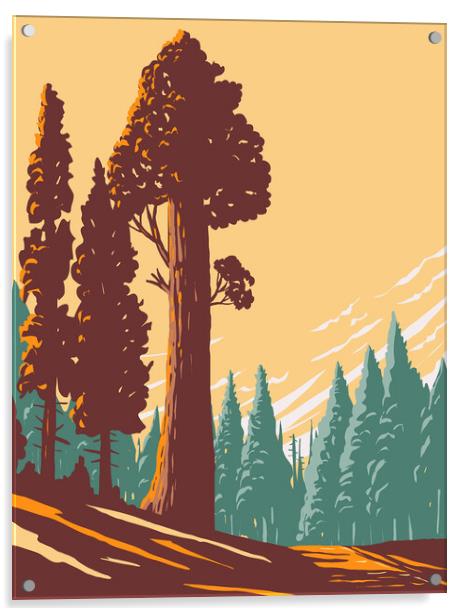 General Grant Tree Trail with the Largest Giant Sequoia in the General Grant Grove Section of Kings Canyon National Park in California WPA Poster Art Acrylic by Aloysius Patrimonio