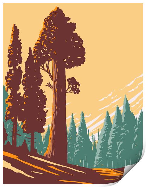 General Grant Tree Trail with the Largest Giant Sequoia in the General Grant Grove Section of Kings Canyon National Park in California WPA Poster Art Print by Aloysius Patrimonio