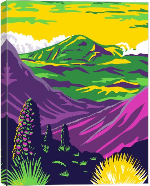 Haleakala National Park and Haleakala Volcano in Maui Hawaii United States WPA Poster Art Color Canvas Print by Aloysius Patrimonio