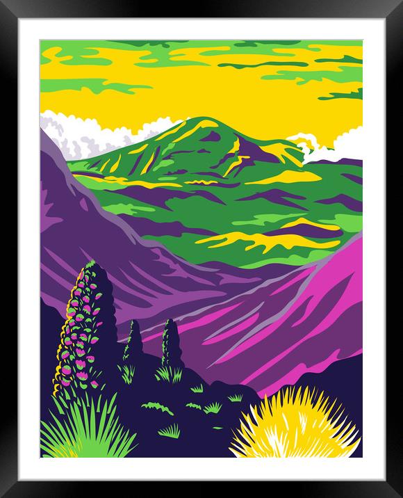 Haleakala National Park and Haleakala Volcano in Maui Hawaii United States WPA Poster Art Color Framed Mounted Print by Aloysius Patrimonio