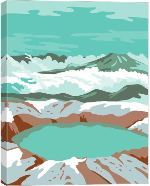 Katmai National Park and Preserve at Summit Crater Lake of Mount Katmai Alaska United States WPA Poster Art Color Canvas Print by Aloysius Patrimonio