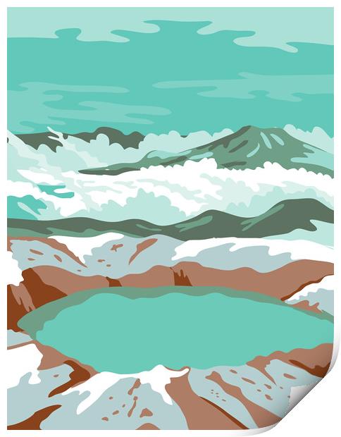 Katmai National Park and Preserve at Summit Crater Lake of Mount Katmai Alaska United States WPA Poster Art Color Print by Aloysius Patrimonio