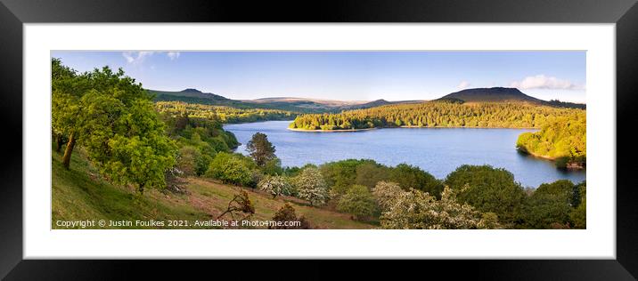 Burrator reservoir panorama, Dartmoor Framed Mounted Print by Justin Foulkes