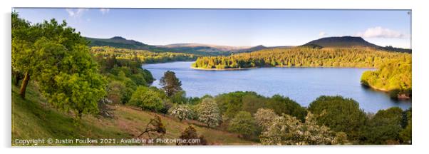 Burrator reservoir panorama, Dartmoor Acrylic by Justin Foulkes