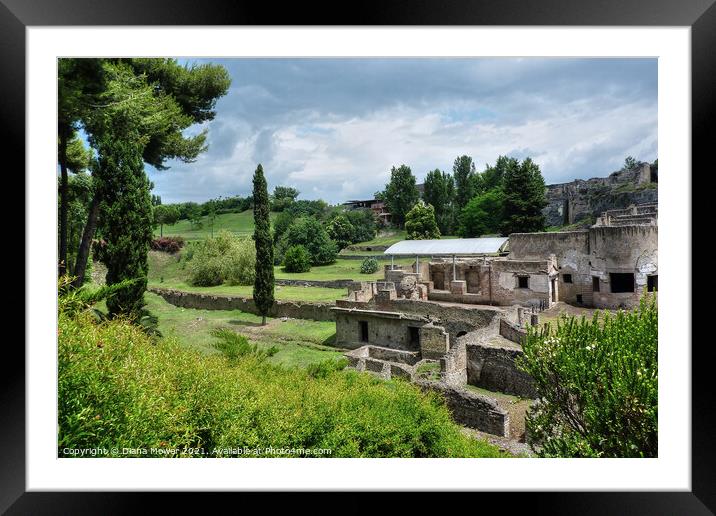 Pompeii ruins and countryside Italy Framed Mounted Print by Diana Mower