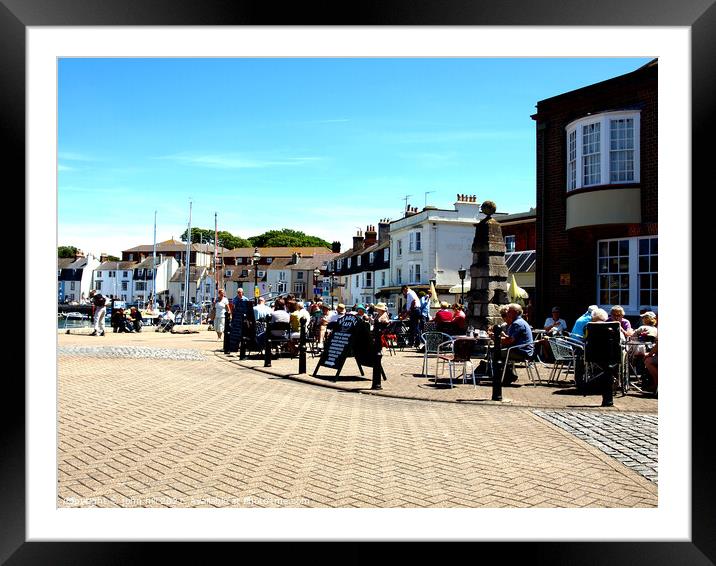 Alfresco on the quayside at Weymouth in Dorset. Framed Mounted Print by john hill