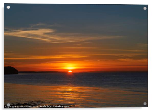 Sunset over the Bristol channel Acrylic by Rory Hailes