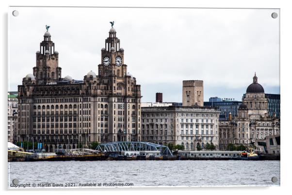 The Three Graces, Pier Head, Liverpool Acrylic by Martin Davis