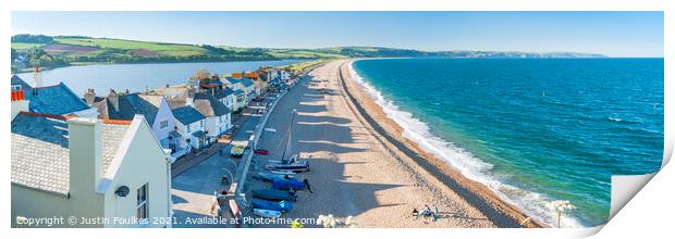 Torcross and Slapton Sands panorama, South Devon Print by Justin Foulkes